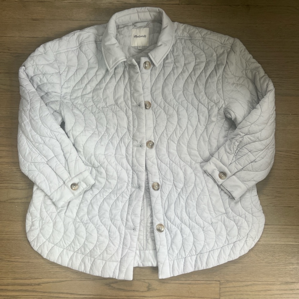 Madewell Quilted Belrose Button Up Gray Shirt Jacket XXL - Picture 3 of 7